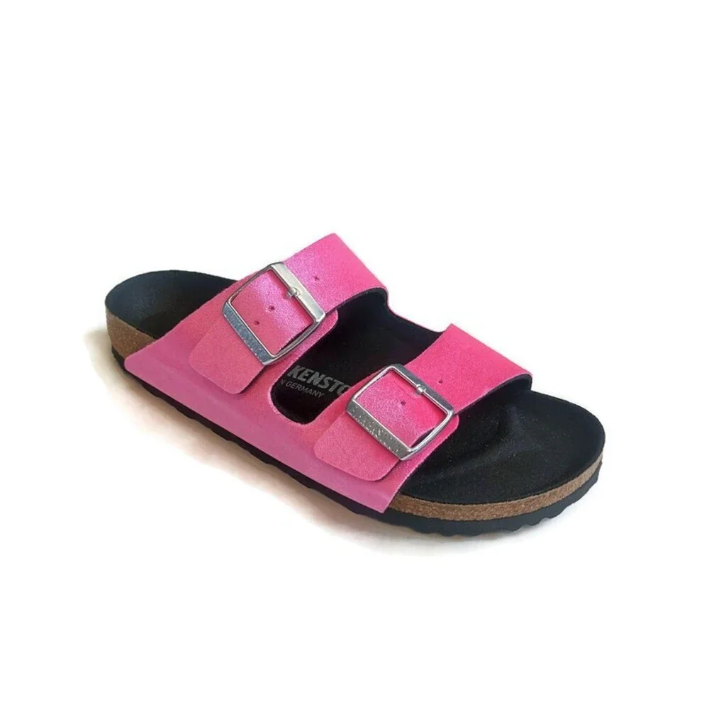 Birkenstock Womens 8 Mens 6 Arizona Rivet Logo Sandals Velvet Pink EU 39 Narrow - Picture 1 of 10